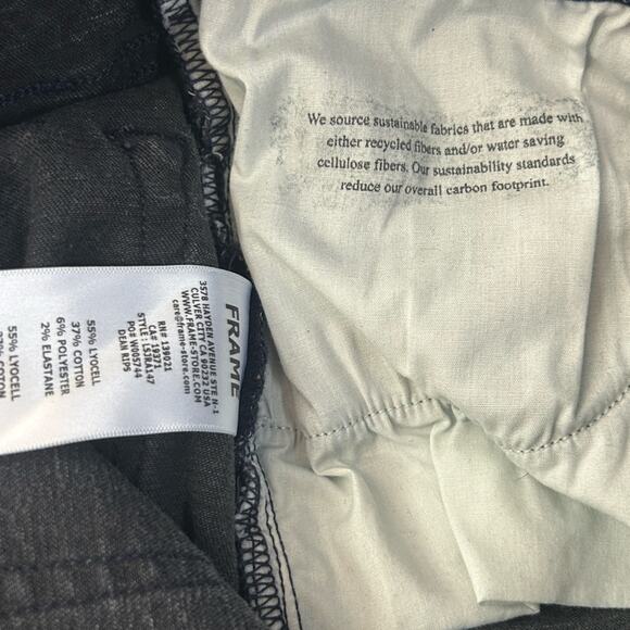 Frame Le Skinny de Jeanne Black Ripped Jeans Dean Rips Back Acid Stone Wash 26 - Picture 12 of 16